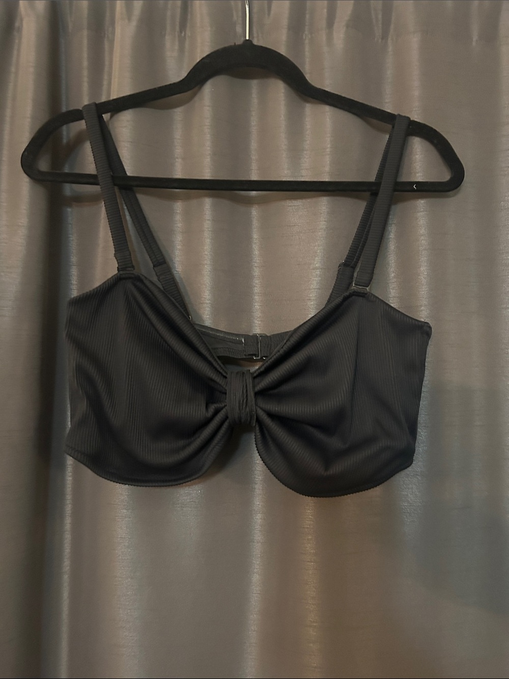 Old Navy Black Knot-Front Ribbed Swim Top - Women